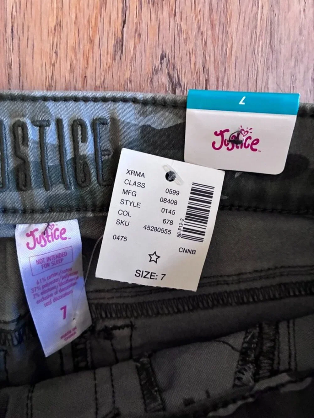 NWT Justice Girls Camo Moto Cargo Jeggings Zip Pockets Size 7